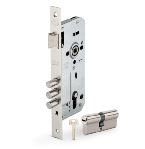 Serrure encastrée GT Nickel KALE KILIT – Cylindre 70 mm, Entraxe 85 mm, 3 points