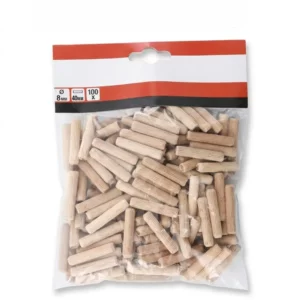 Tourillons en bois 8×40 mm en hêtre naturel sachet 100 pièces