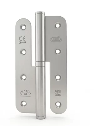 Paumelle 140x76x3 Inox Satiné Bouts Ronds AMI