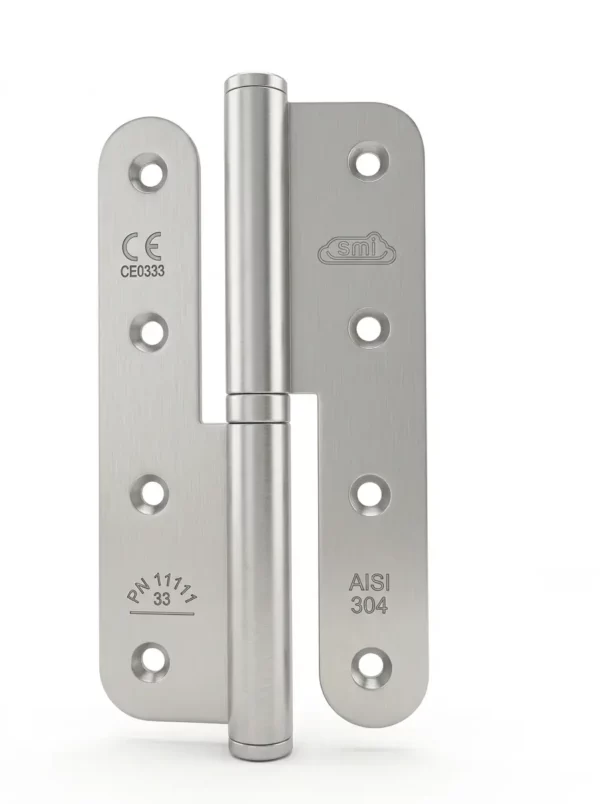 Paumelle 140x76x3 Inox Satiné Bouts Ronds AMI